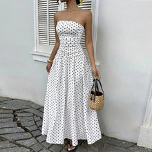 Sophie Women's Dress – Elegant Summer High-Waisted Polka Dot Strapless Maxi Dress