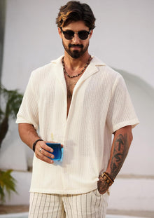 Herbert Men's Crochet Shirt – Openwork Knit Shirt Cuban Style Summer