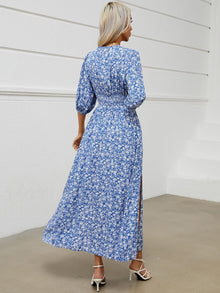 Joyce Women's Bohemian Floral Robe – V-Neck Wrap, Flowing Midi, Summer Sleeves