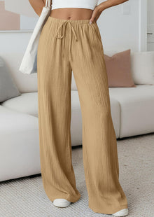 Jessica Women's Pants – Palazzo Wide High Waist with Drawstring & Pockets Summer