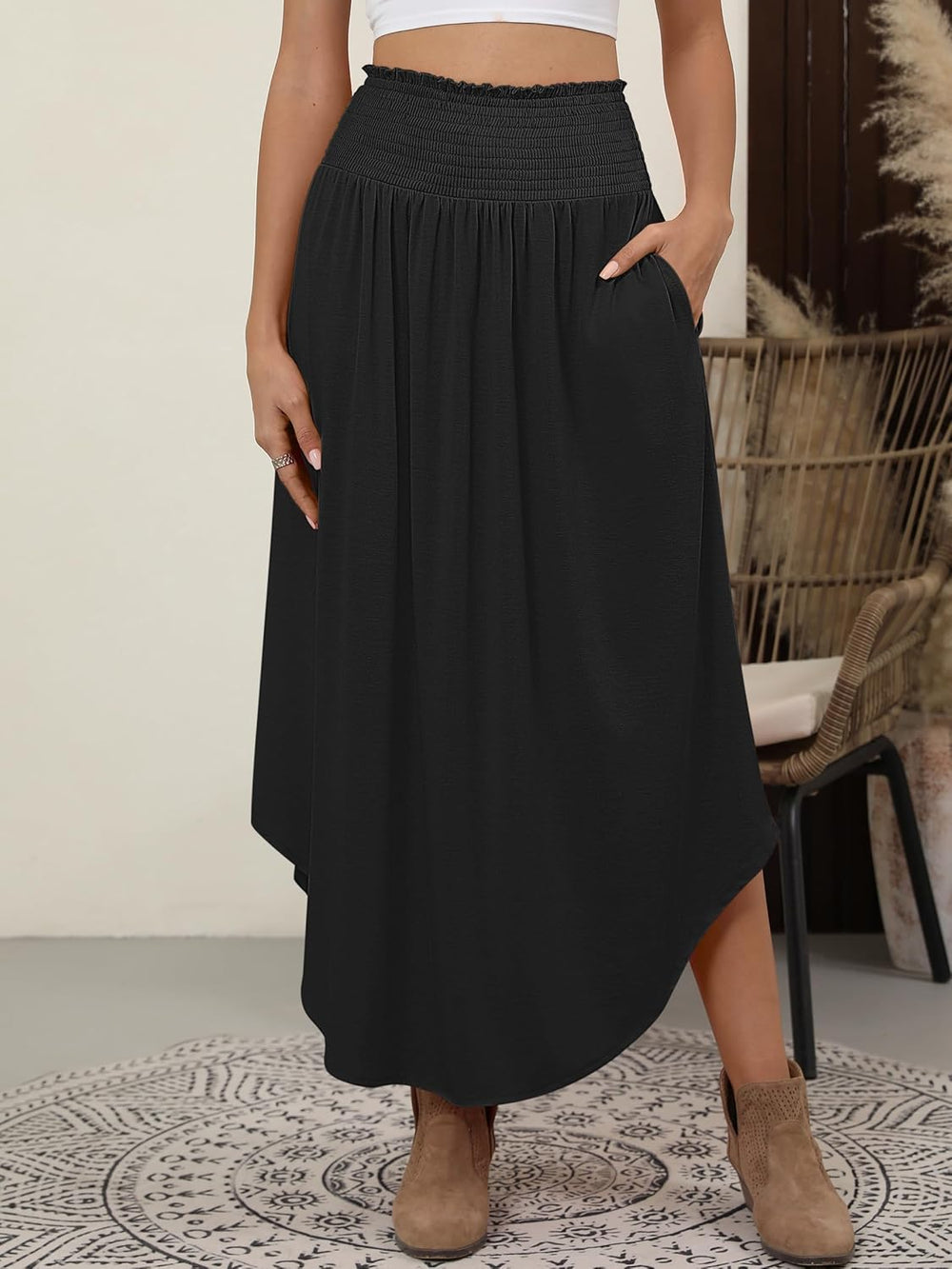 Lulu Women's Long Skirt – Bohemian Floral Maxi Skirt, High Waist & Flowing