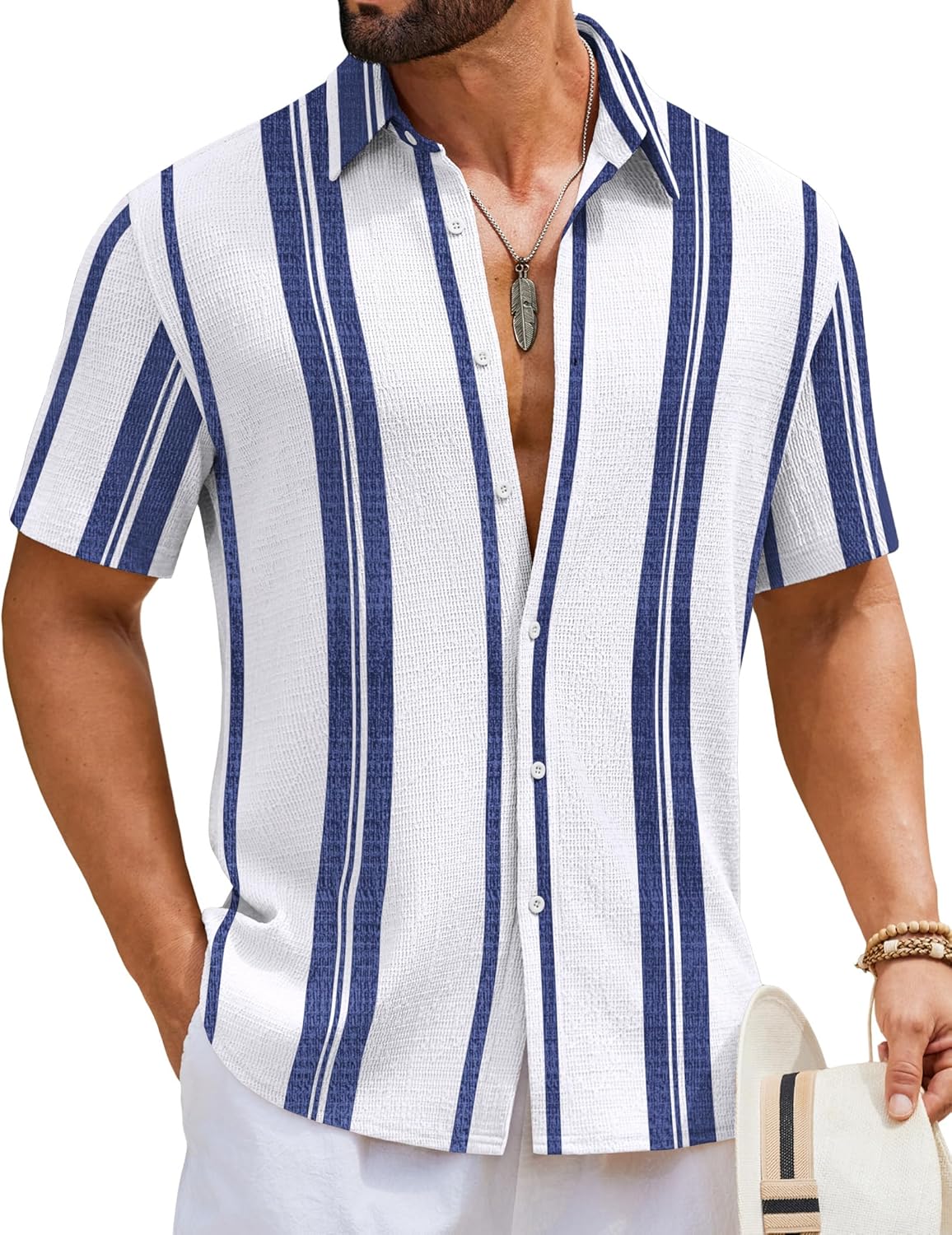 Ben Men's Shirt – Stretch Slim Fit Shirt, Wrinkle-Free & Short Sleeves