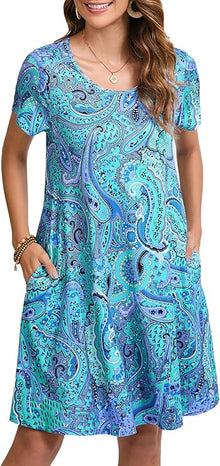 Tinker Women's T-Shirt Dress – Loose Fit, Crew Neck & Comfortable Pockets Summer