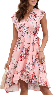 Sofia Floral Dress for Women – Elegant Summer Petal Sleeve Wrap Dress