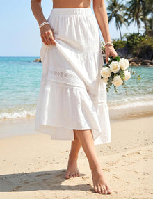 Jelly Maxi Skirt for Women – Bohemian High-Waisted Skirt, Flowing & Lace Summer