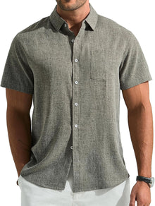 Léo Men's Shirt – Short Sleeve Linen Shirt, Breathable & Casual Summer Style