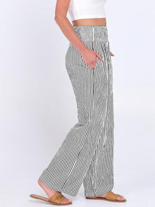 Léah Women's Pants – Striped High-Waisted Palazzo Pants with Pockets Summer