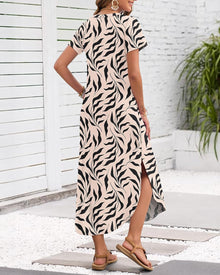 Nina Maxi Dress for Women Summer – Long V-Neck Dress with Slit, Short Sleeves & Pockets