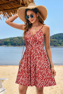 Lusha Women's Robe – V-Neck, Thin Straps, A-Line Midi Cut & Pockets, Elastic Waist, Summer