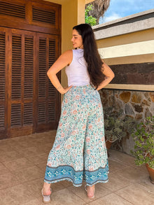 Zainab Women's Bohemian Palazzo Pants – Wide Flowing Cut, High Elastic Waist Summer