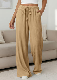 Jessica Women's Pants – Palazzo Wide High Waist with Drawstring & Pockets Summer