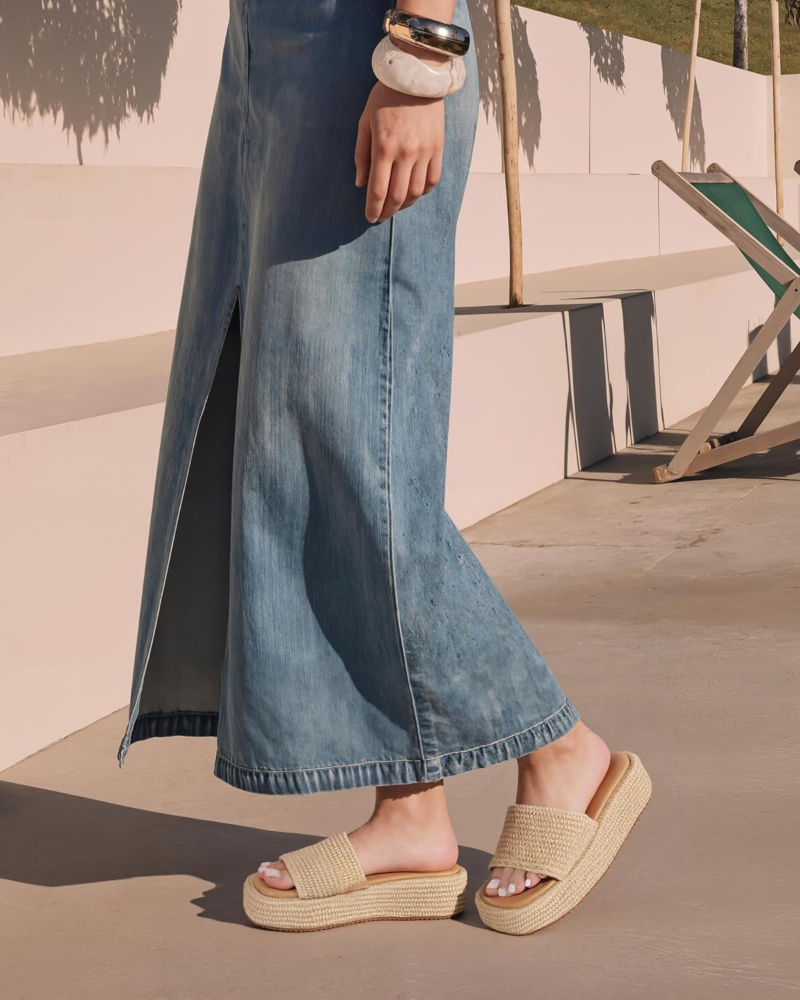 Tessa Women's Sandals – Platform Wedge Espadrilles Slip-On Bohemian Summer Style