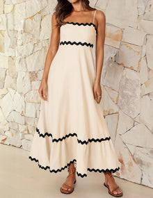 Ella Midi Dress for Women – Backless Dress with Thin Straps, Smocked, Flowing, Elegant Summer Dress