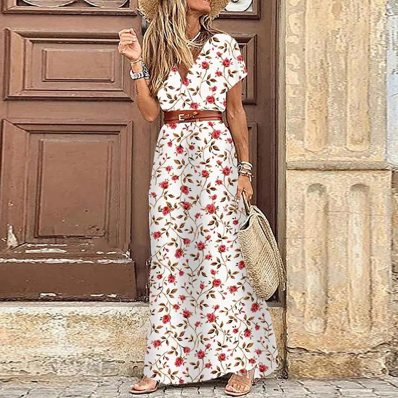 Susan Robe Fleurie Femme – Elegant V-Neck Dress in Polyester with Comfortable Fit and Chic Style