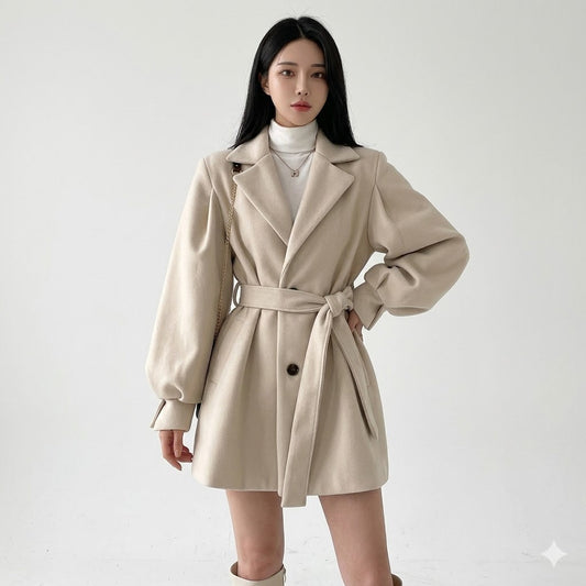 Sofia Bellini | Belted Oversized Trench Coat with Soft Tailored Finish For Women