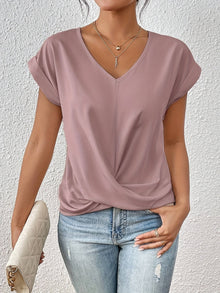 Yasmine Top Woman – V-neck with Knot Detail, Elegant Draped & Comfortable Fit