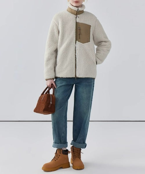 Lily Teddy Coat Woman – Warm Jacket with High Collar, Zipped Pockets & Casual Fit