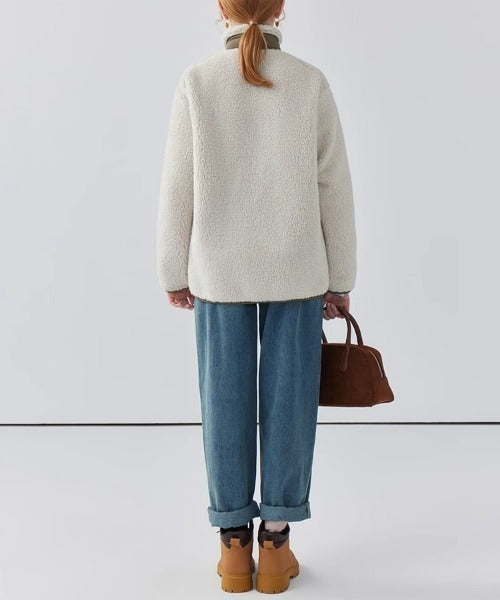 Lily Teddy Coat Woman – Warm Jacket with High Collar, Zipped Pockets & Casual Fit