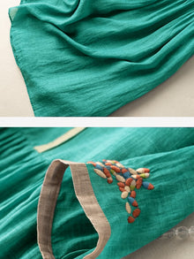 Zara Women's Dress – Embroidered Dress in Cotton and Linen with Ethnic Design & Comfortable Fit