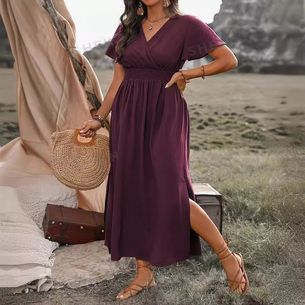 Vanessa Robe Maxi Woman – Long Black Dress with Smocked Waist & Elegant and Flowing Cut