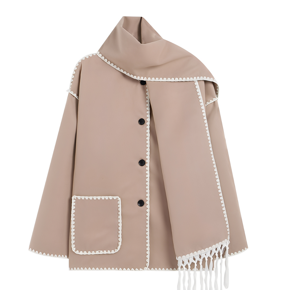 Genevieve Coat Woman – Soft Wool Coat with Scarf & Elegant Loose Fit