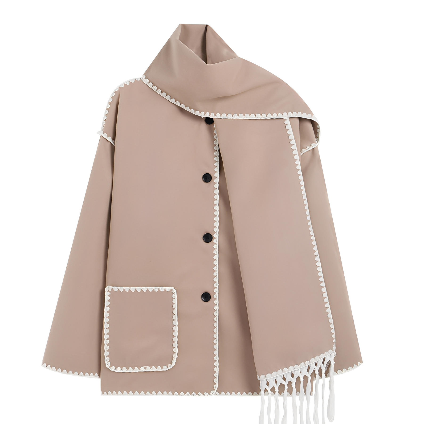 Genevieve Coat Woman – Soft Wool Coat with Scarf & Elegant Loose Fit
