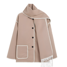 Genevieve Coat Woman – Soft Wool Coat with Scarf & Elegant Loose Fit