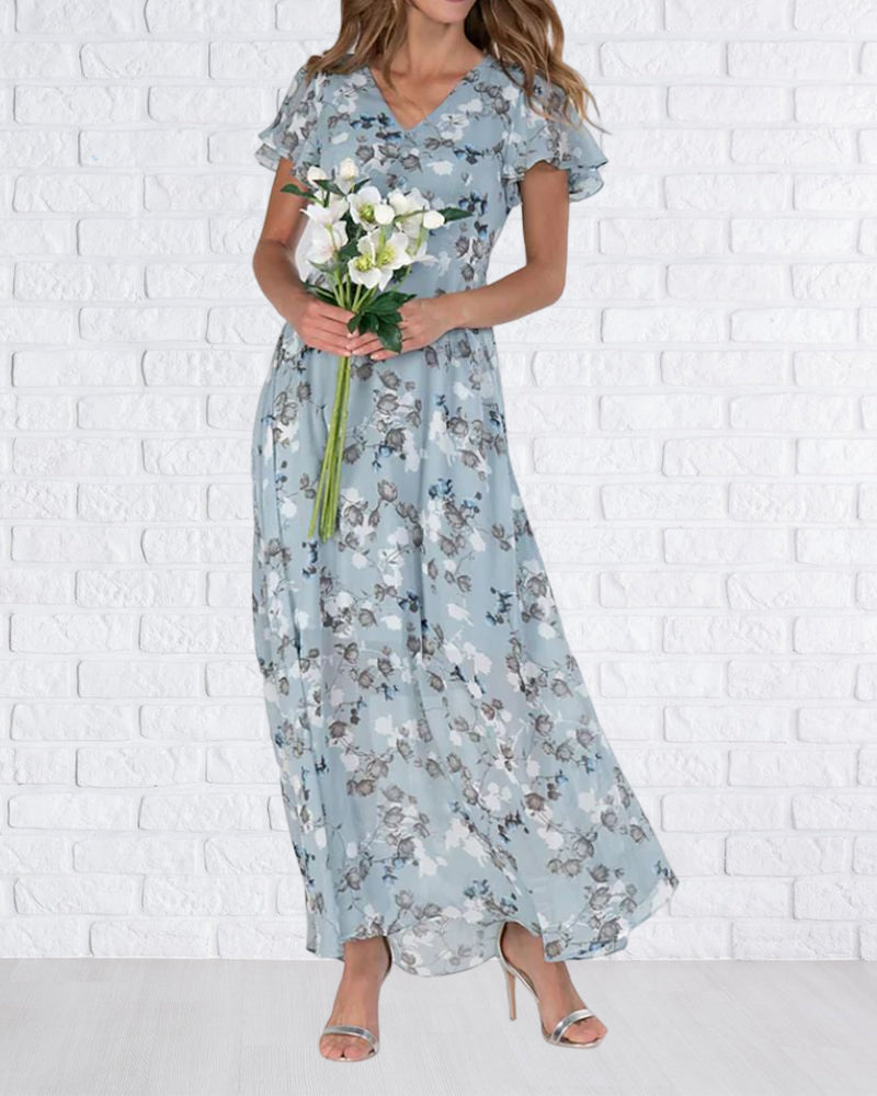 Robe Ina for Women – Elegant Chiffon Dress with Ruffles & Airy Cut for Summer or Parties