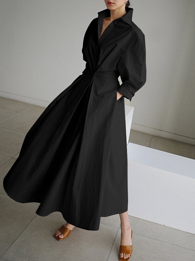 Lucie Midi Dress Women – Flattering cut with buttons and light & timeless design