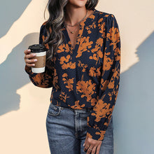 Sadie Blouse Femme – Lightweight Top with V-Neck, Printed & Long Sleeves for an Autumn Style