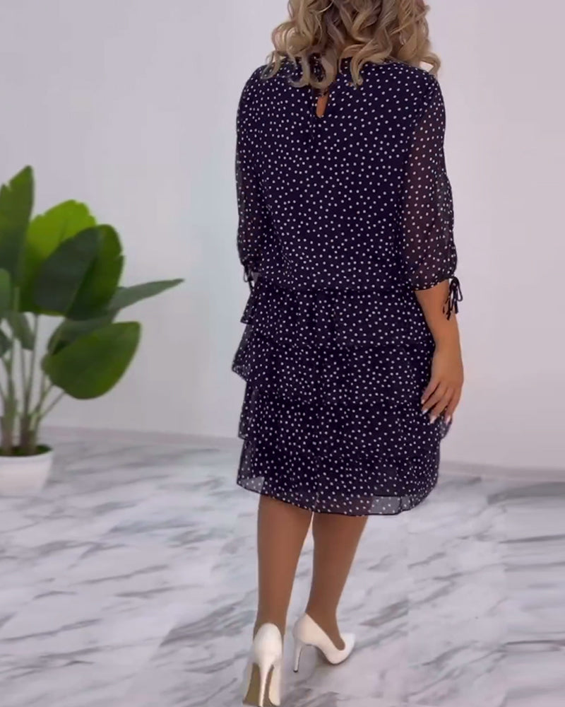 Dress Woman Yasmine – Elegant Tiered Polka Dot Dress with Airy and Feminine Cut