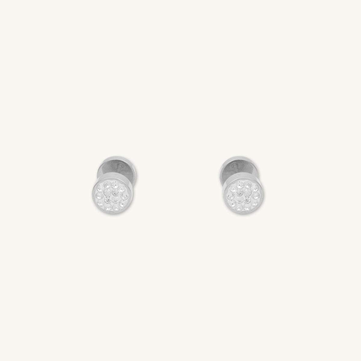 8mm Unisex Circle Crystal Stud Earrings