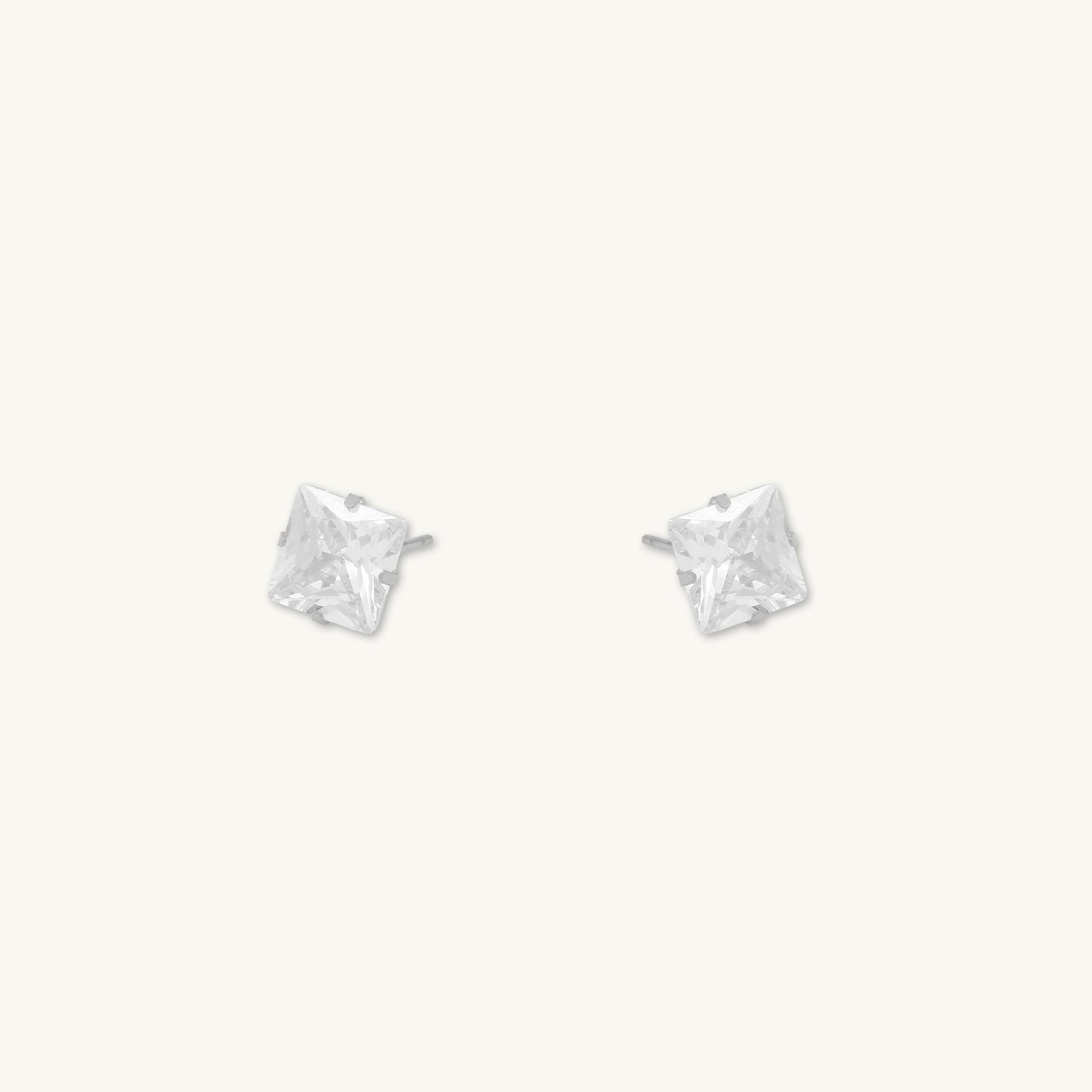 8mm Unisex Square Zirconia Stud Earrings