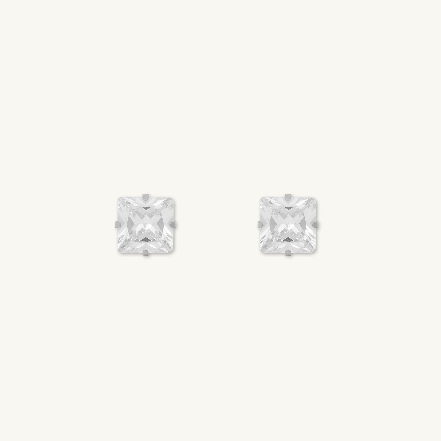 8mm Unisex Square Zirconia Stud Earrings