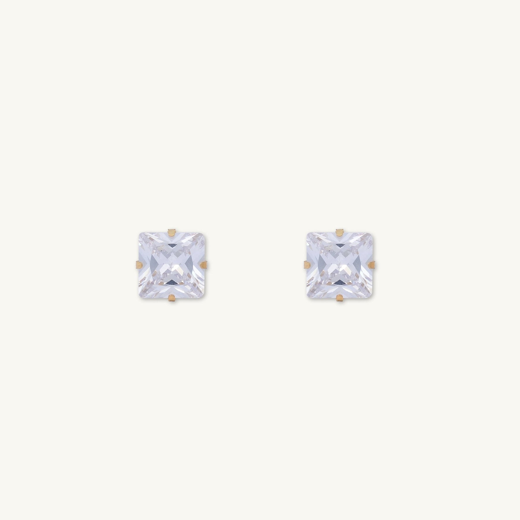 8mm Unisex Square Zirconia Stud Earrings