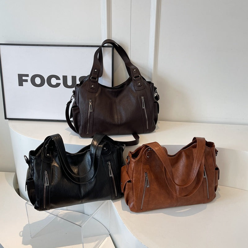 Clara Sac à Main Femme – Elegant Leather Bag with Spacious Compartments & Zipped Details