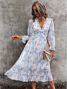 Alexa Women's Floral Robe – V-Neck, Long Sleeves, Casual Elegant Flowing Fit