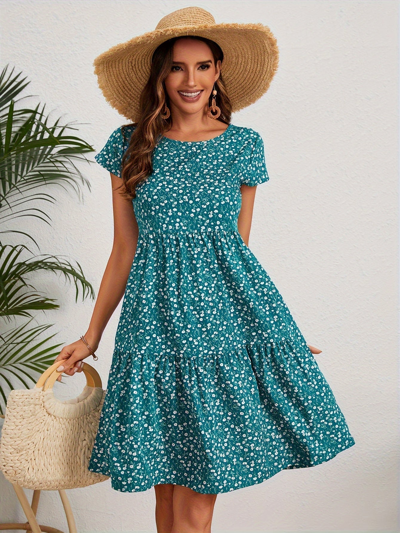 Katie Summer Dress Woman – Light Floral Dress in Polyester with Comfortable Fit