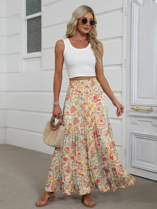 Rita Jupe Maxi Women’s – Bohemian Rayon Skirt High Waist Ruffles A-Line