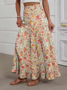 Rita Jupe Maxi Women’s – Bohemian Rayon Skirt High Waist Ruffles A-Line