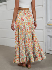 Rita Jupe Maxi Women’s – Bohemian Rayon Skirt High Waist Ruffles A-Line