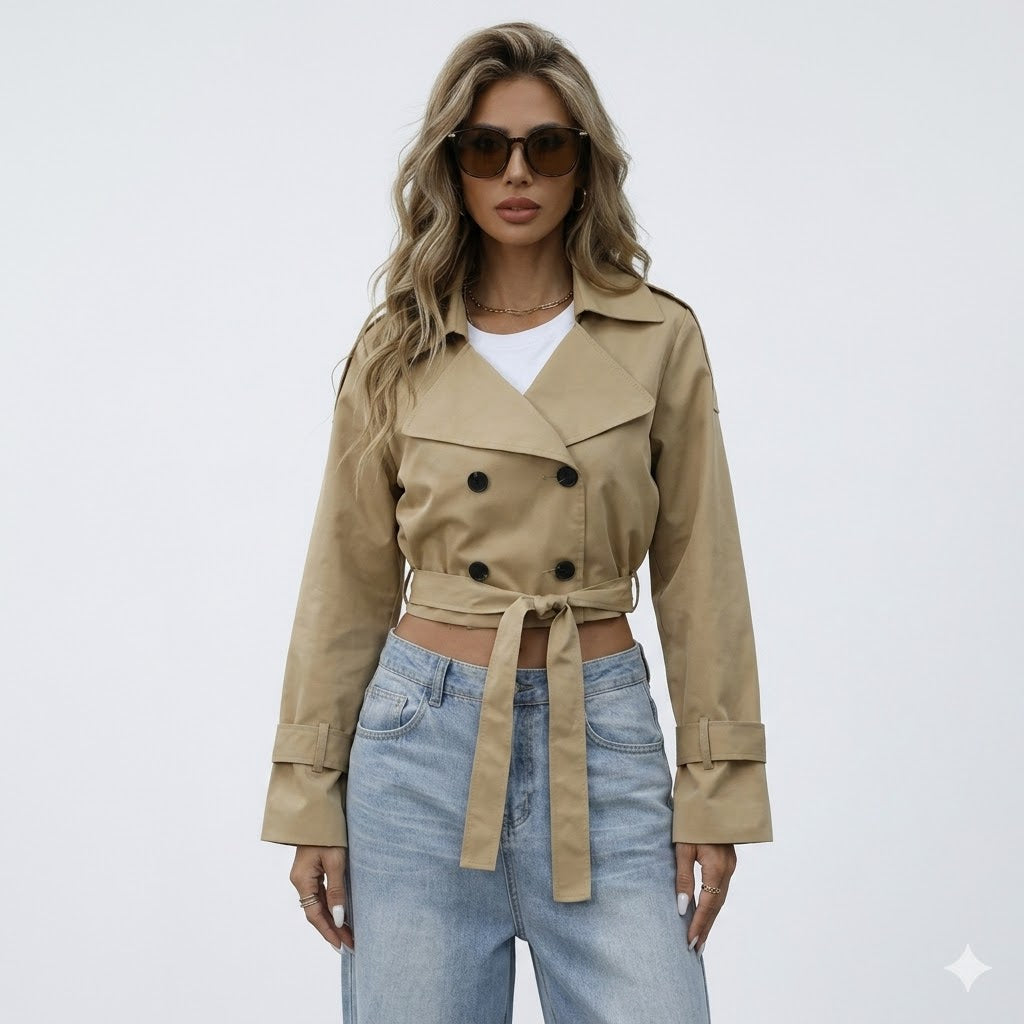 Women's Cropped Trench Coat Jacket — Autumn Style Australia