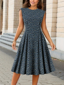 Lily Summer Dress for Women – Sleeveless Midi Dress with Floral Print and Elegant Cut