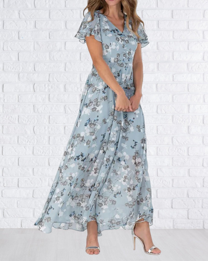 Robe Ina for Women – Elegant Chiffon Dress with Ruffles & Airy Cut for Summer or Parties