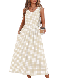 Jensy Midi Dress for Women – Flowing A-Line Dress with Pockets, Empire Waist & Elegant Summer Cut