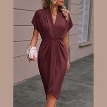 Louise Women's Dress – Trendy Dress with Batwing Sleeves, V-Neckline & Elegant Pleats