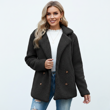 Alina Teddy Coat for Women – Soft Reversible Jacket with Lapel Collar and Button Closure