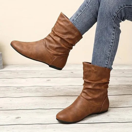 Amara Women's Leather Boots – Genuine Leather Boots with Non-Slip Sole & Elegant Cut