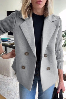 Elena Manteau Oversize Woman – Double-Breasted Wool Coat with Elegant Ribbed Sleeves