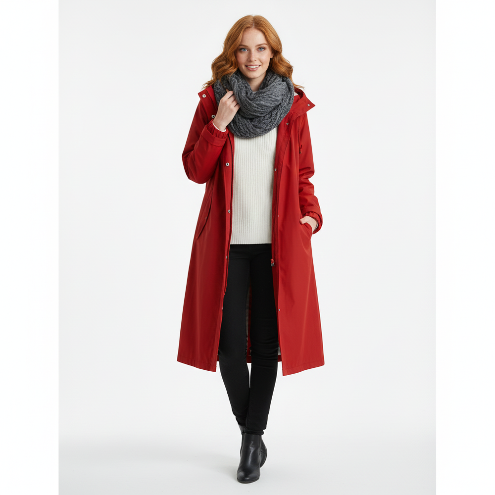 Arlyn Women's Trenchcoat – Long Oversized Coat with Hood & Elegant Cut